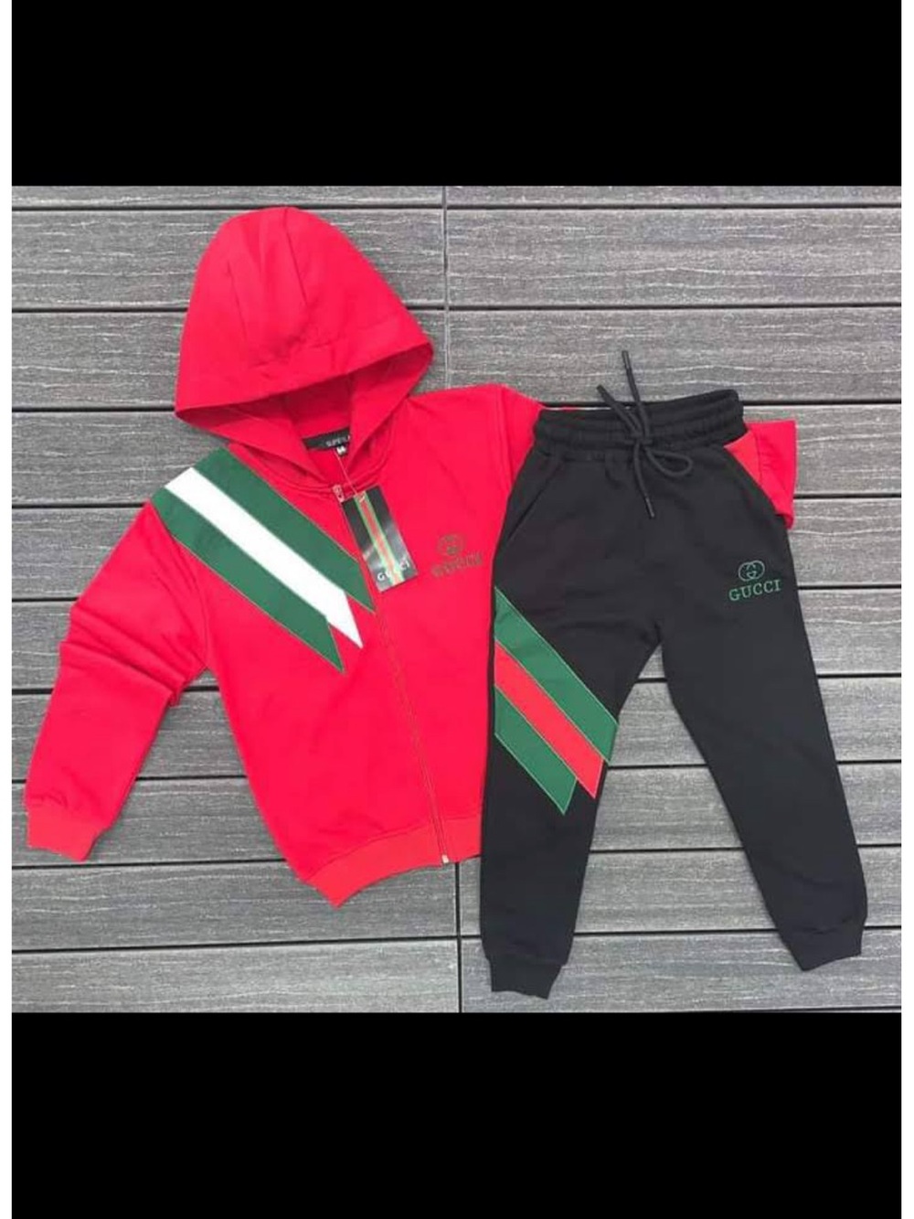 Kids Red & Black Hooded Jacket and Joggers Set